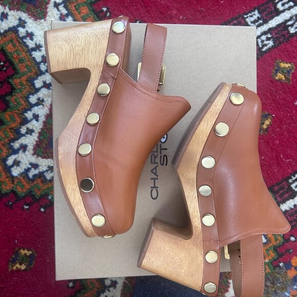 Charlotte Stone Hari Platform Slingback Studded Clog Size 8 NWT - Picture 5 of 11